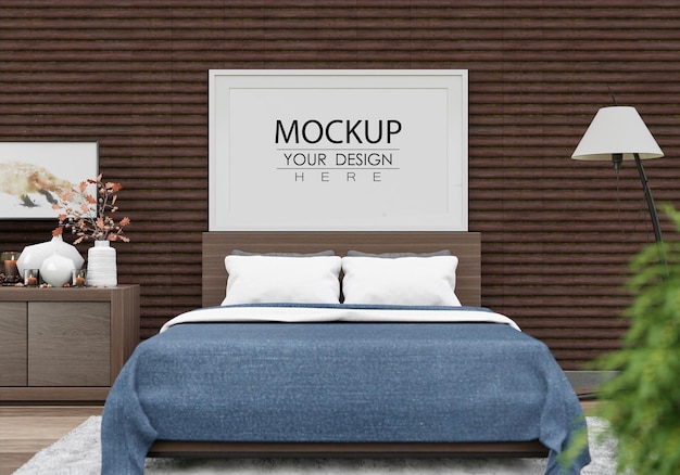 Poster Frame Mockup interior in a bedroom