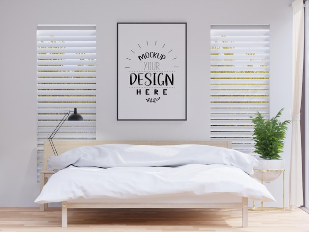 Poster frame mockup interno in una camera da letto