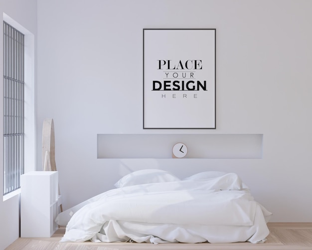 Poster frame mockup interno in una camera da letto