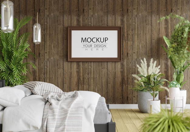 Poster Frame Mockup interior in a bedroom