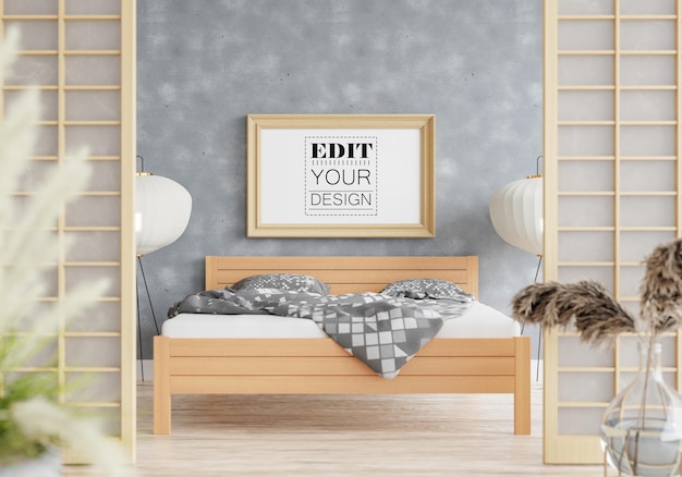 Poster frame mockup interno in una camera da letto