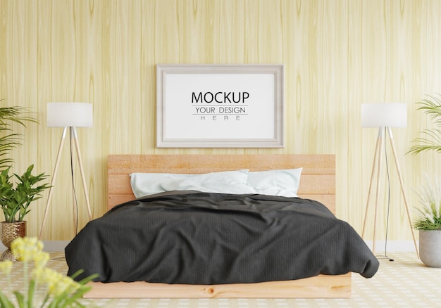 Poster Frame Mockup interior in a bedroom