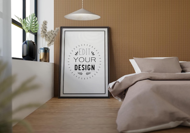 Poster frame mockup interno in una camera da letto