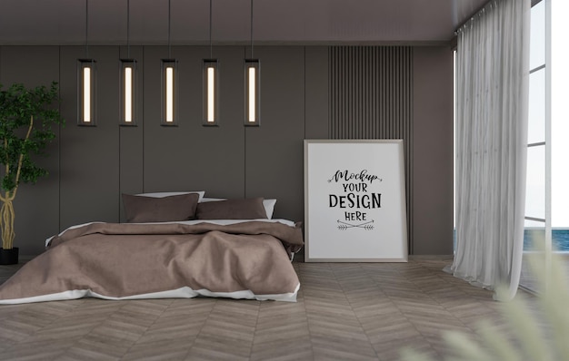 Плакат Frame Mockup интерьер в спальне