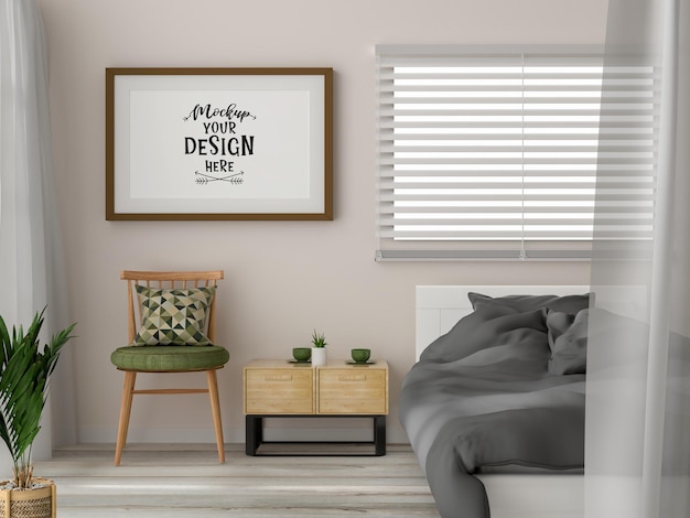 Плакат Frame Mockup интерьер в спальне