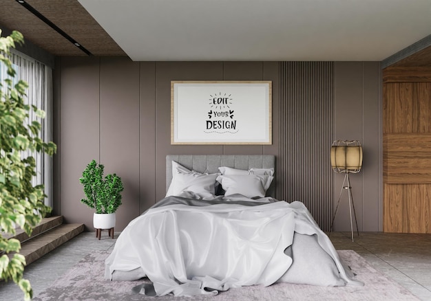 Poster Frame Mockup interior in a bedroom