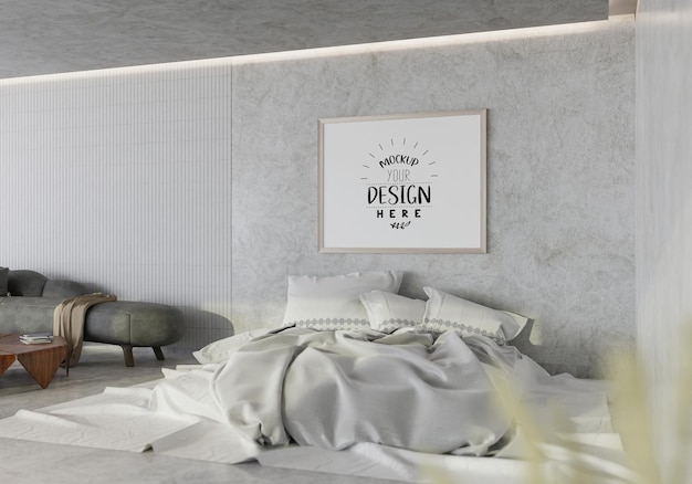 Poster frame mockup interni in una camera da letto