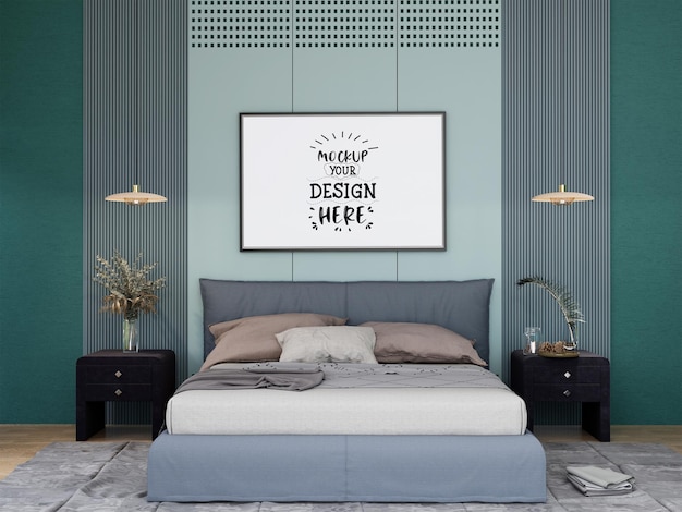 Poster frame mockup interni in una camera da letto