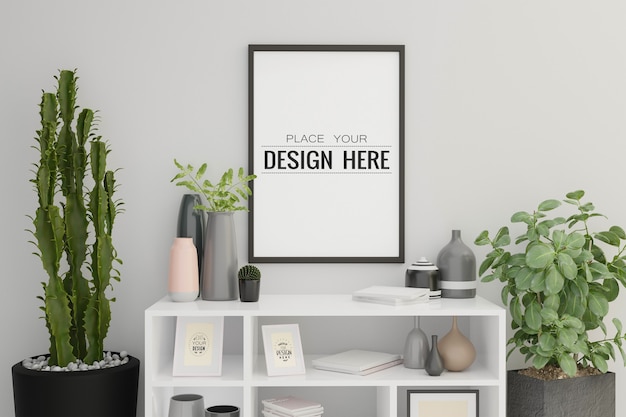 Poster Frame mockup in living room interior