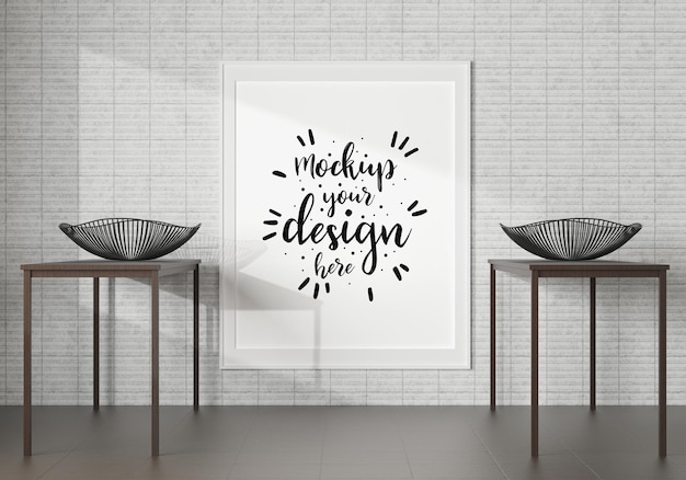 Poster frame mockup in living room