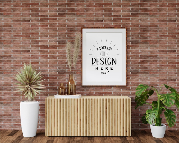 Mockup di cornice per poster in soggiorno