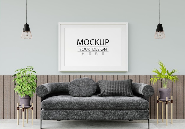 Mockup di cornice per poster in soggiorno