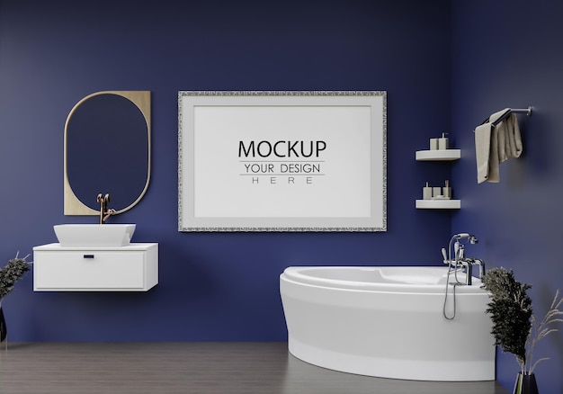 Poster frame mockup in living room