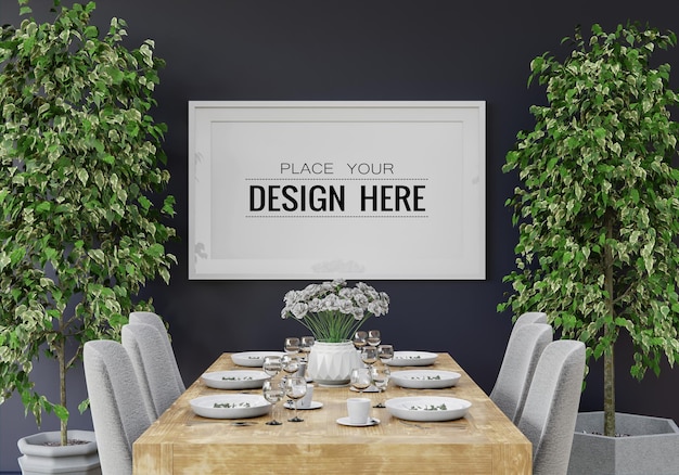 Poster Frame mockup in living room