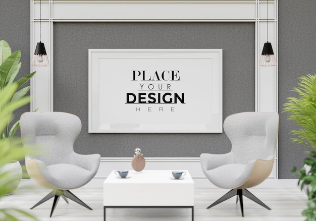 Poster Frame mockup in living room