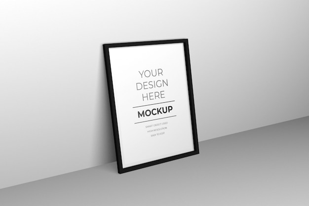 Poster cornice mockup sdraiato sul pavimento