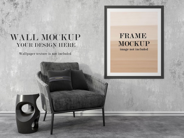 Mockup di cornice per poster sulla parete del mockup