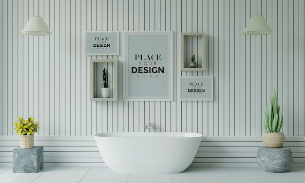 Poster frame mockup op badkamer interieur