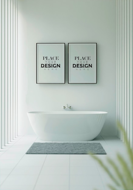 Poster frame mockup op badkamer interieur