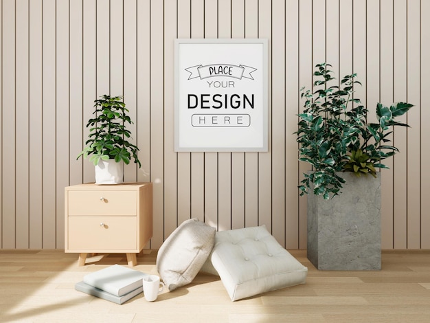 Poster frame mockup sul muro con pianta