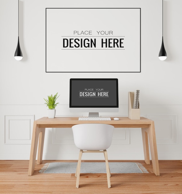 Cornice poster in ufficio mockup