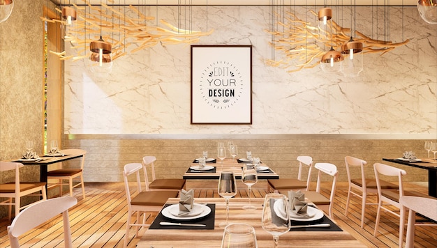 PSD cornice per poster nel ristorante mockup