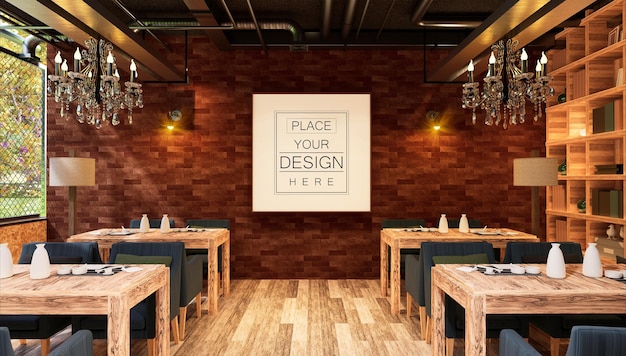 PSD cornice per poster nel ristorante mockup