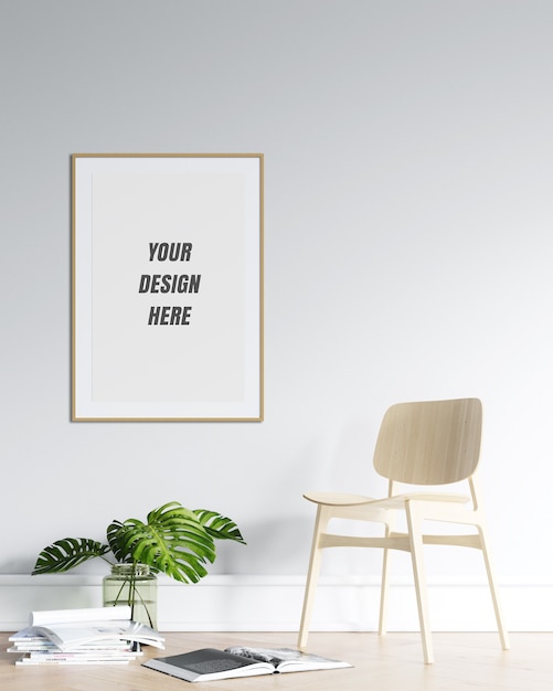 Poster Frame & Wall Mockup with Minimalist Decoration