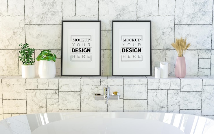 PSD poster frames in dining room mockup