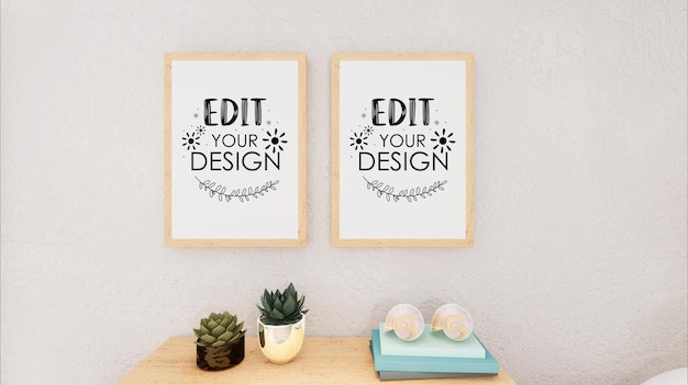 Poster frames in woonkamer mockup