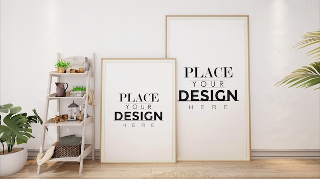 Poster frames in woonkamer mockup