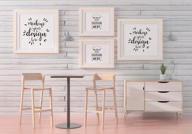 Poster frames in woonkamer mockup