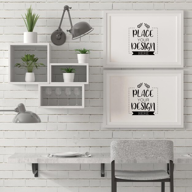 Poster Frames in woonkamer Mockup