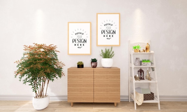 poster frames in living room mockup