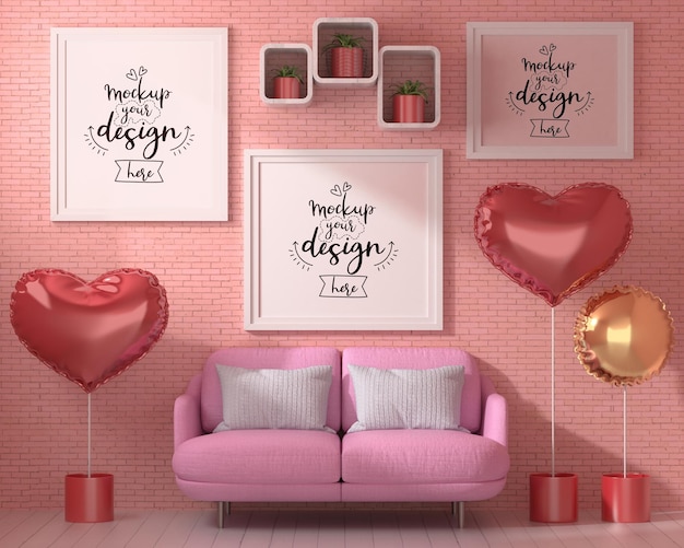 Poster Frames in living room Mockup