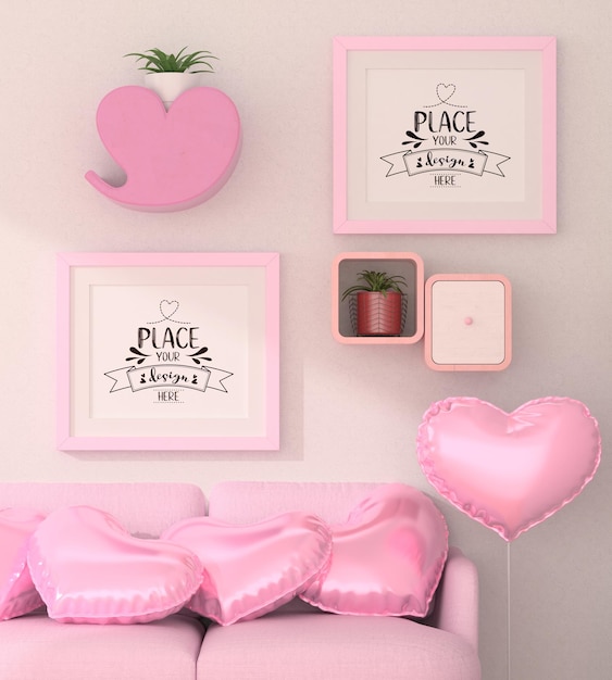Poster Frames in living room Mockup