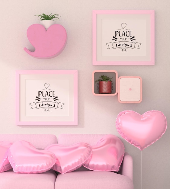 Poster frames in living room mockup