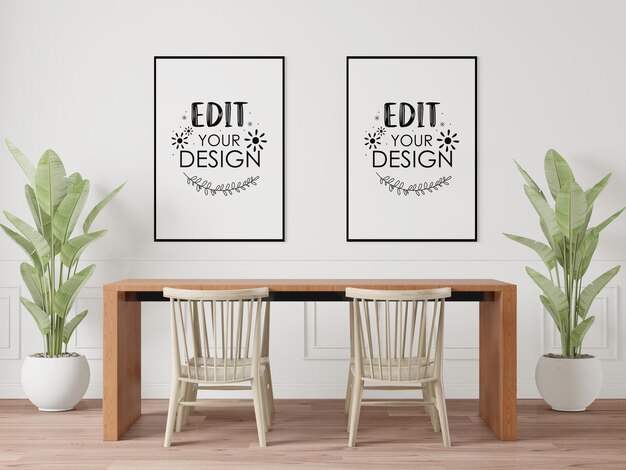 poster frames in living room mockup