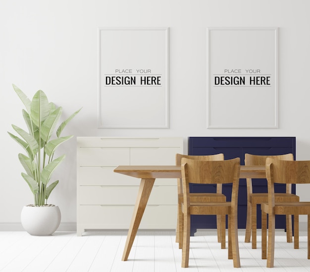 poster frames in living room mockup