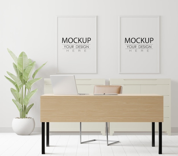 Poster Frames in office Mockup