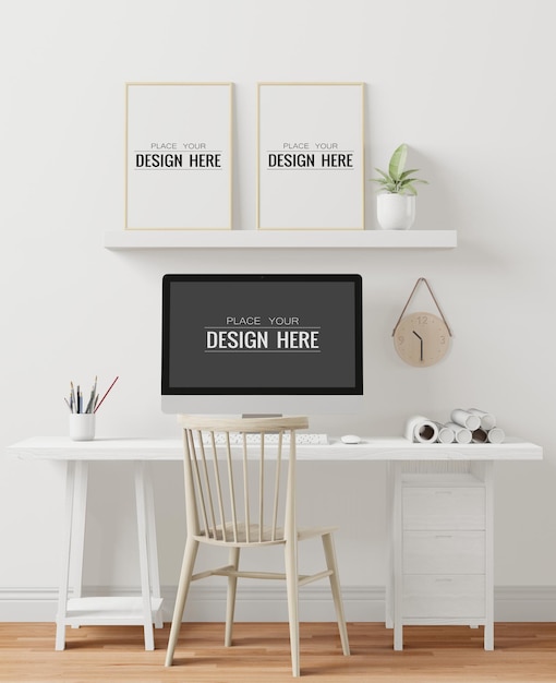 Poster Frames in office Mockup