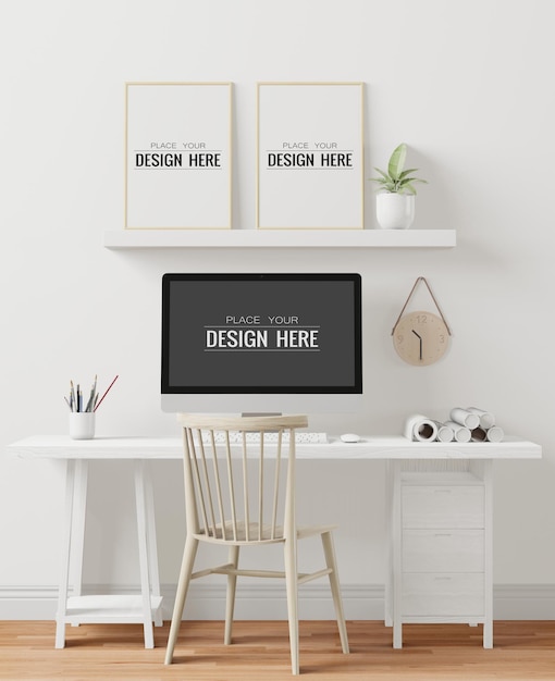 Poster frames in office mockup