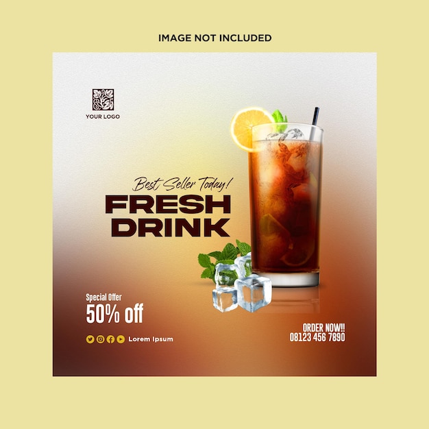 PSD a poster for fresh drink that is on sale psd food and beverage template