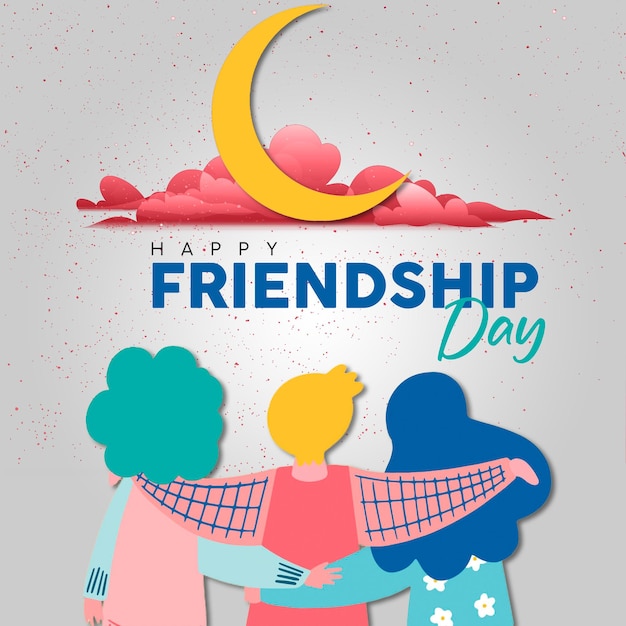 a poster for friendship day with a couple hugging
