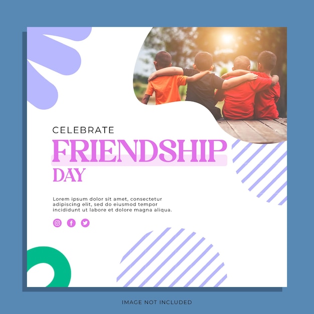 A poster for a friendship day with a picture of a group of people.