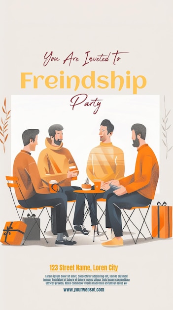 PSD a poster for a friendship party called friendship