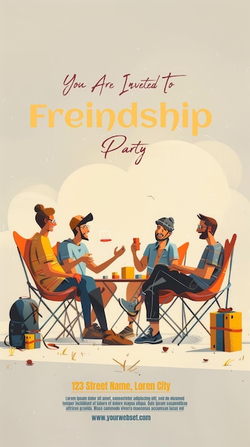 PSD a poster for a friendship party called friendship