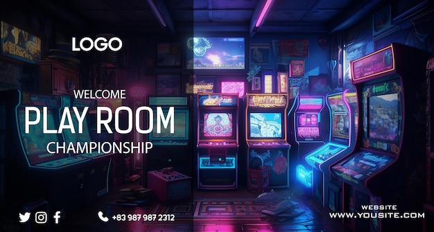 PSD a poster for a game room called fugo.