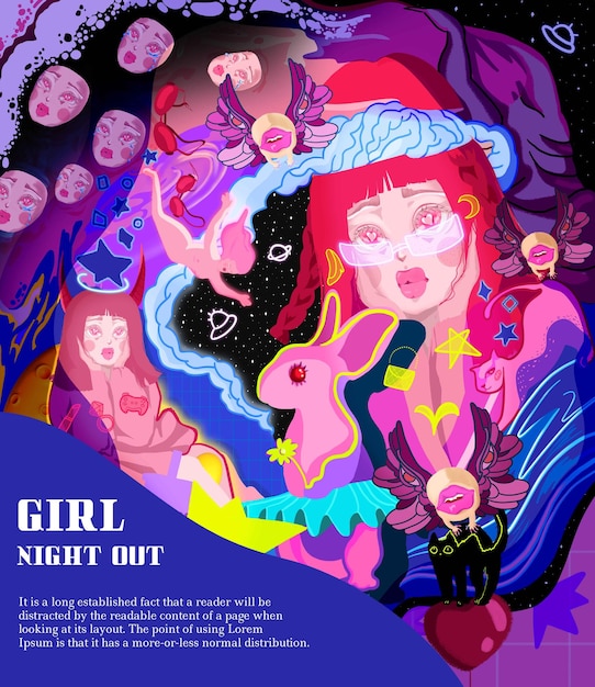 PSD a poster for girl night out with the words girl on it