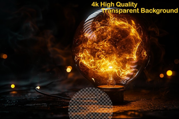 a poster for a glass ball with a flame inside